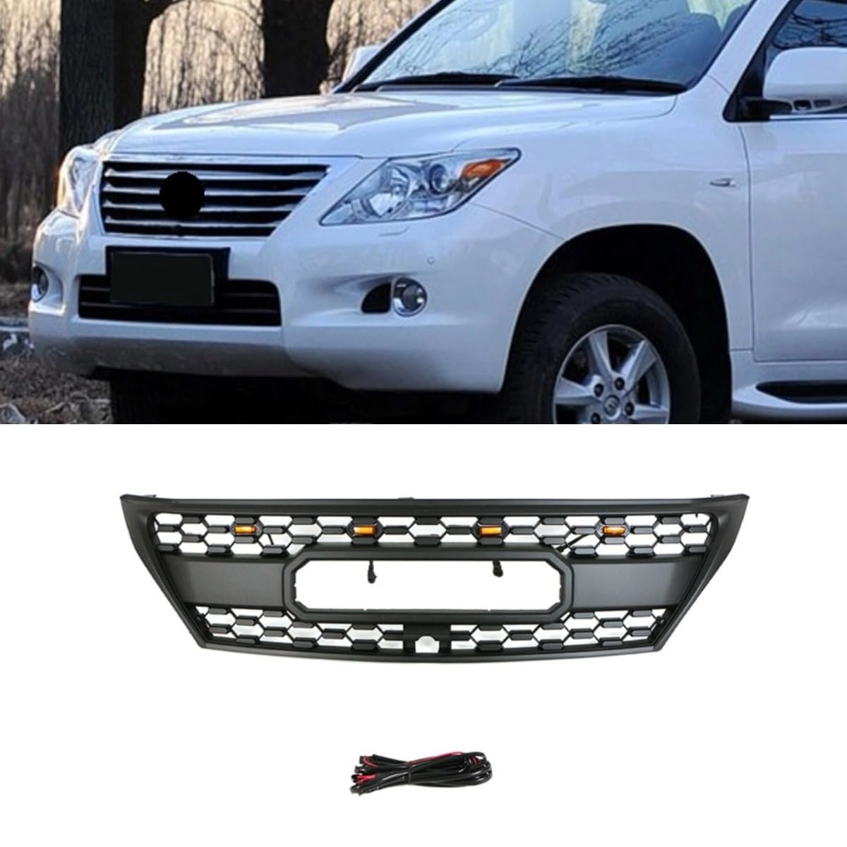 Auto Frontstoßstangengitter Racing Grills Autogrill Kompatibel mit Lexus LX570 2008-2012 Karosserie-Kit Autozubehör (Grill ohne Licht) von Generic