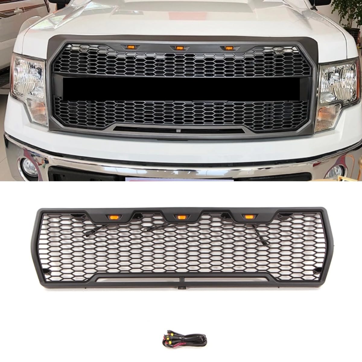 Auto Frontstoßstangengitter Racing Kühlergrill Kompatibel mit Ford F150 1973-1979 Karosserie-Kit Autozubehör (Grau) von Generic