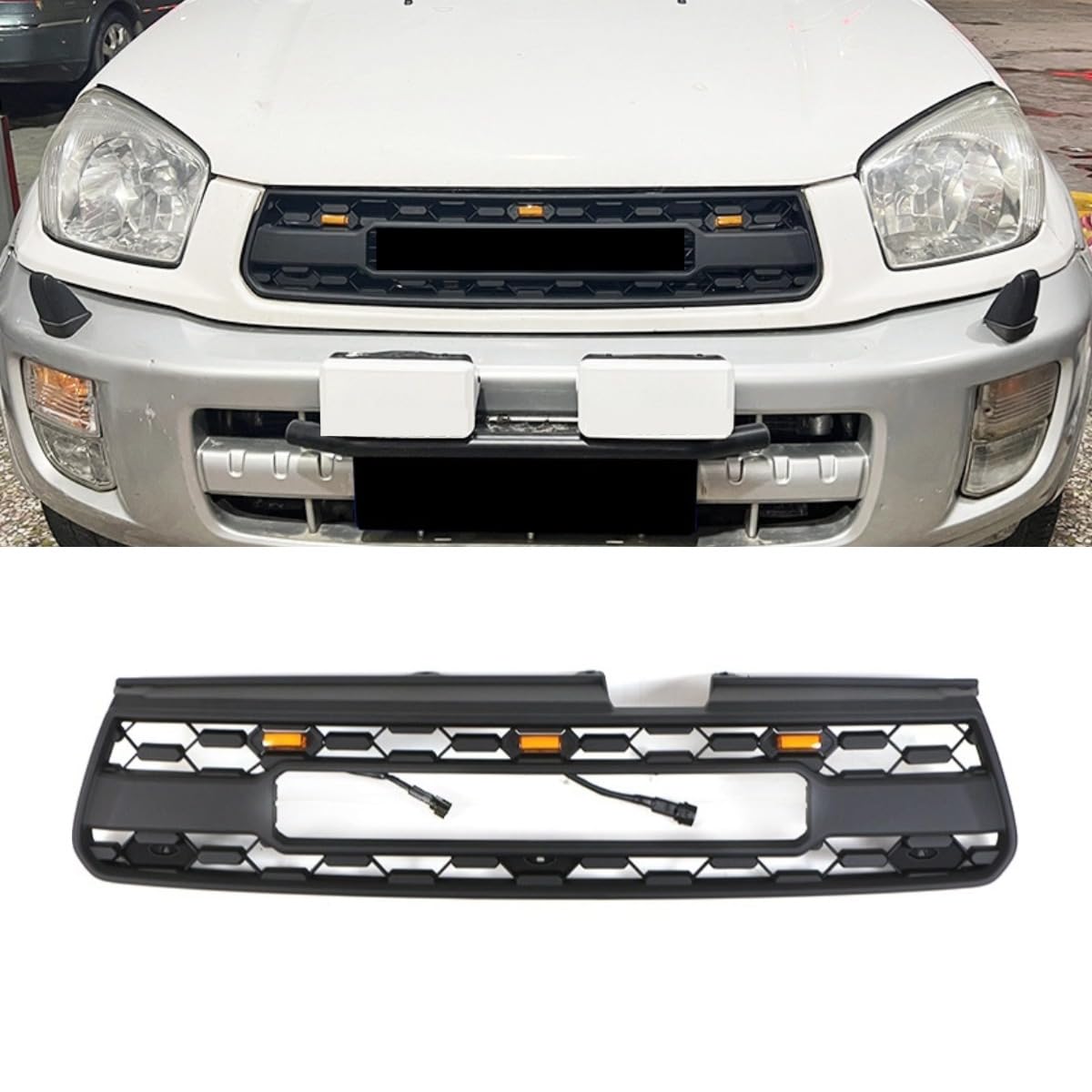 Auto Frontstoßstangengitter Racing Kühlergrill Kompatibel mit Toyota RAV4 2001-2003 Karosserie-Kit Autozubehör (Grill mit Licht) von Generic