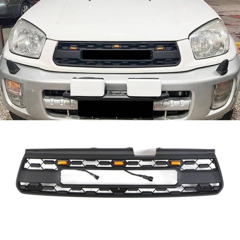 Auto Frontstoßstangengitter Racing Kühlergrill Kompatibel mit Toyota RAV4 2001-2003 Karosserie-Kit Autozubehör (Grill mit Licht) von Generic