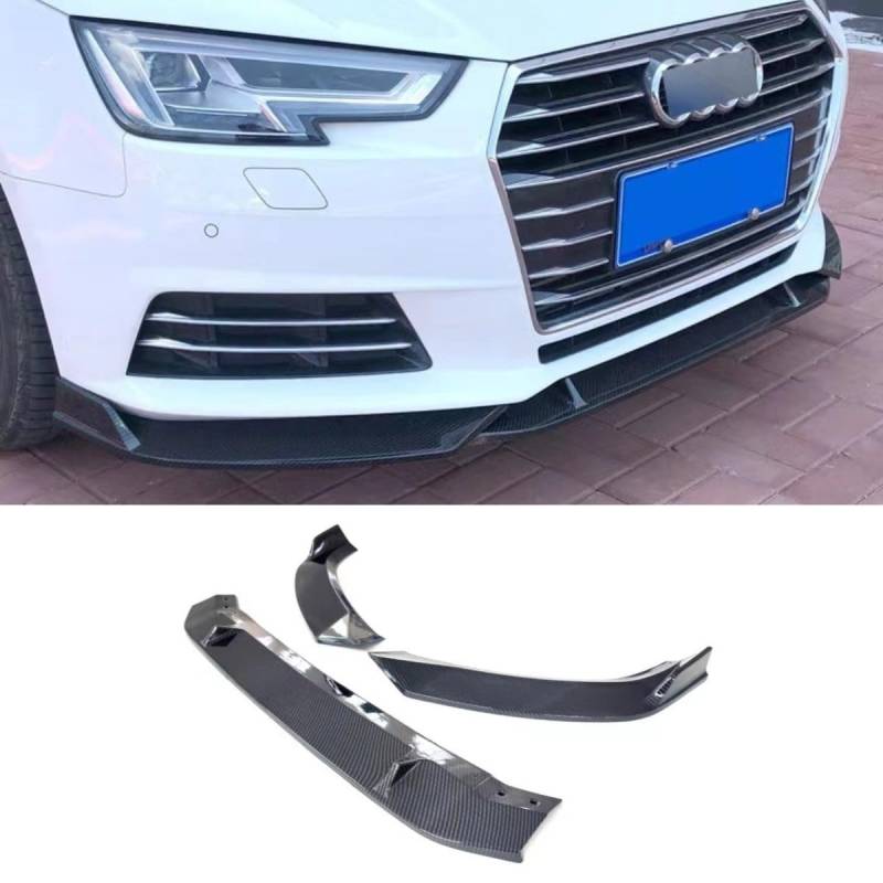 Auto Frontstoßstangenlippe kompatibel mit Audi A4L 2017–2019 Frontsplitter Diffusor Spoiler Karosserie Kit Autozubehör (Kohlefaser-Optik) von Generic