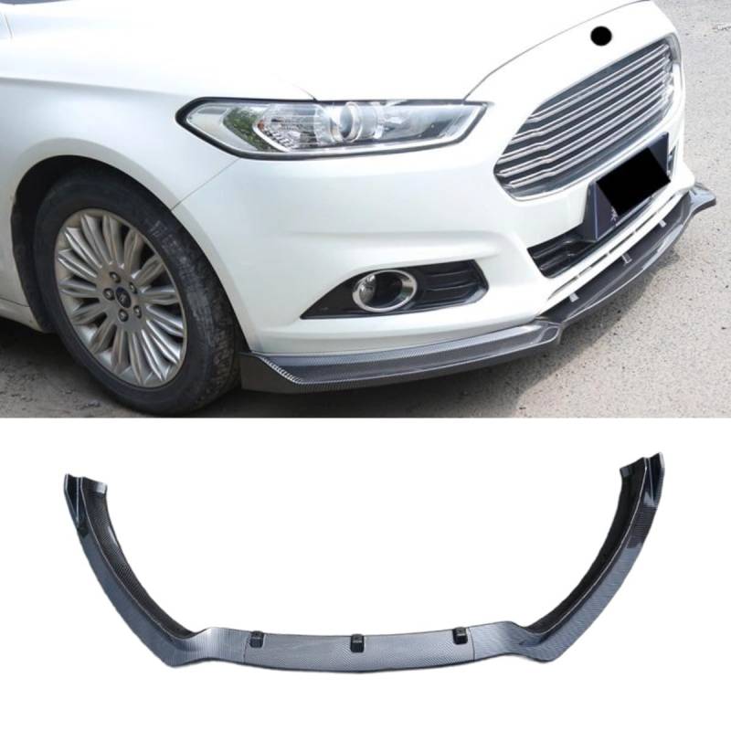 Auto Frontstoßstangenlippe kompatibel mit Ford Mondeo 2016–2018 Frontsplitter Diffusor Spoiler Karosserie Kit Autozubehör (Kohlefaser-Optik) von Generic