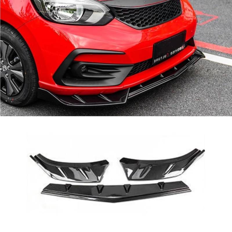 Auto Frontstoßstangenlippe kompatibel mit Honda Fit 2021-2024 Frontsplitter Diffusor Spoiler Karosserie-Kit Autozubehör (Kohlefaser-Look) von Generic