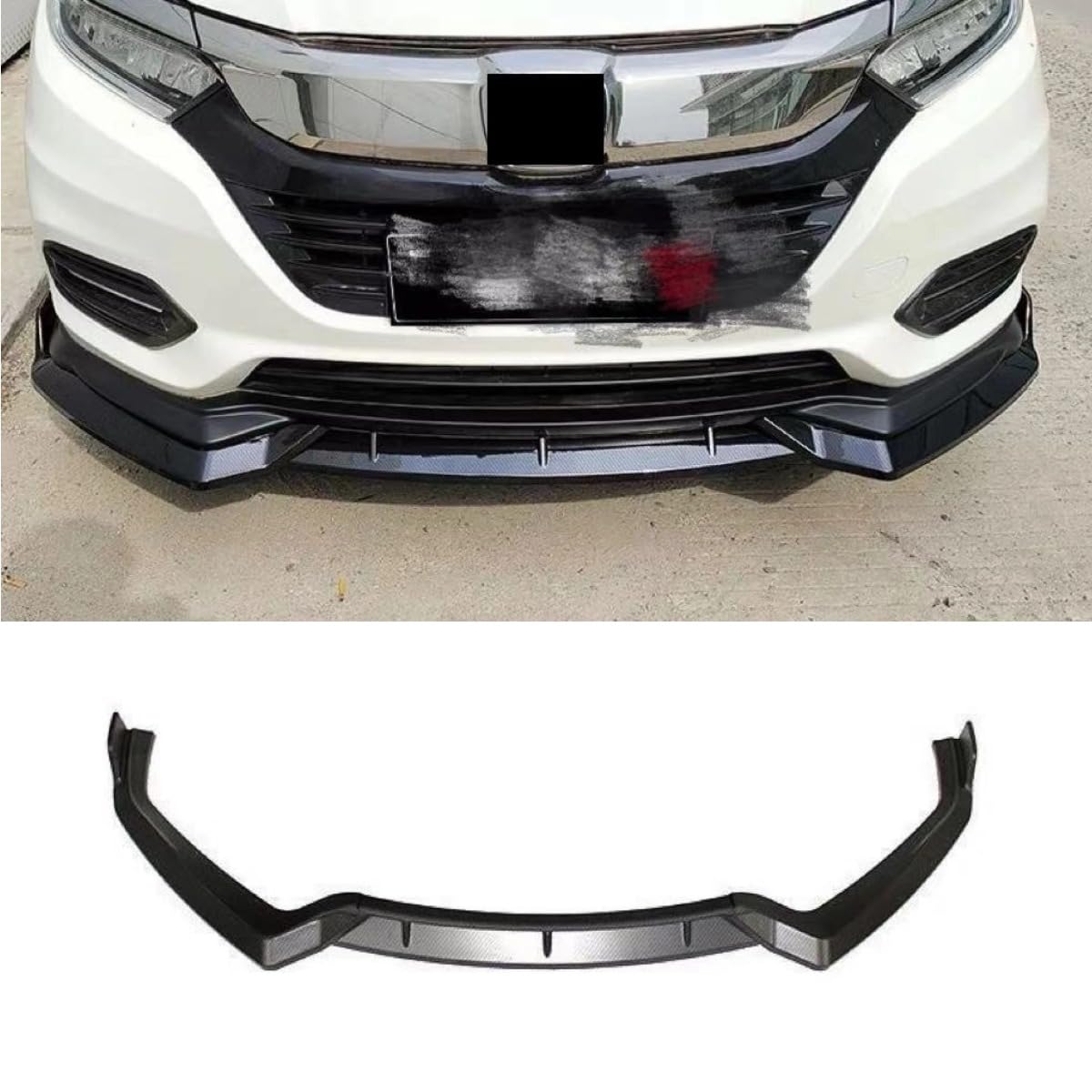 Auto Frontstoßstangenlippe kompatibel mit Honda Vezel 2019–2021 Frontsplitter Diffusor Spoiler Karosserie Kit Autozubehör (Kohlefaser-Look) von Generic