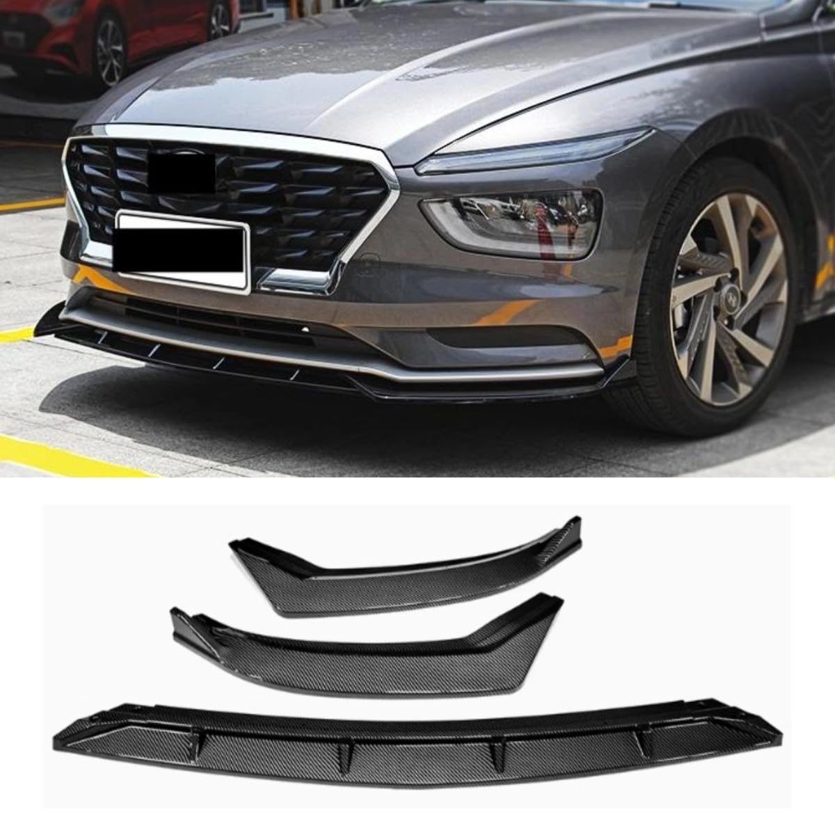 Auto Frontstoßstangenlippe kompatibel mit Hyundai Mistra 2021 Frontsplitter Diffusor Spoiler Karosserie-Kit Autozubehör (Kohlefaser-Optik) von Generic