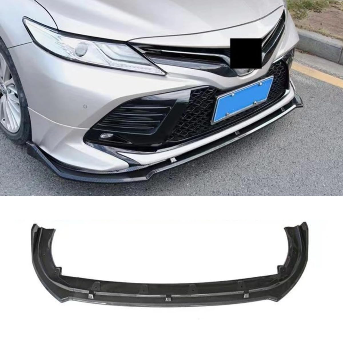 Auto Frontstoßstangenlippe kompatibel mit Toyota Camry 2018–2020 Frontsplitter Diffusor Spoiler Karosserie Kit Autozubehör (Kohlefaser-Look) von Generic