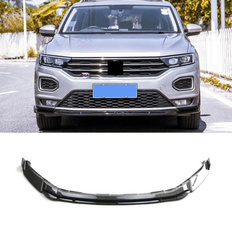 Auto Frontstoßstangenlippe kompatibel mit Volkswagen T-ROC 2018-2020 Frontsplitter Diffusor Spoiler Karosserie Kit Autozubehör (Kohlefaser-Optik) von Generic