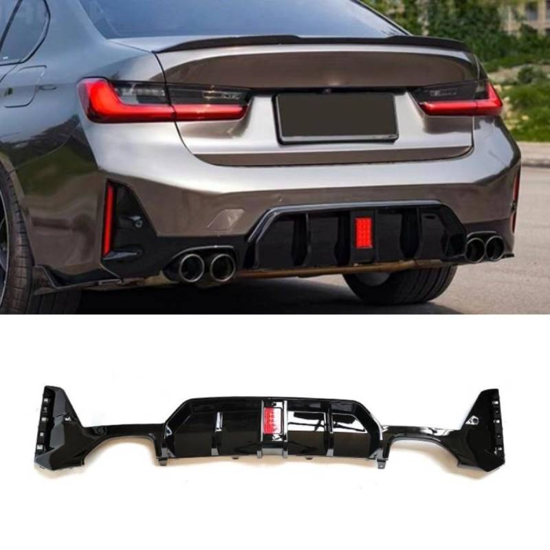 Auto Heckstoßstange Lippe Kompatibel mit BMW 3er G20 G28 2023+ Hecksplitter Diffusor Spoiler Body Kit Autozubehör (Glanz Schwarz) von Generic