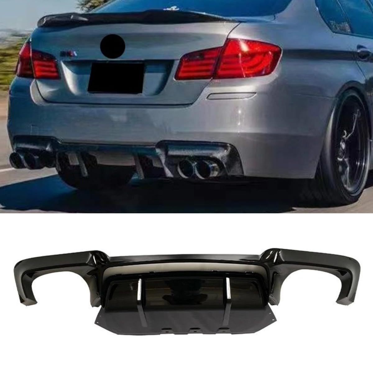 Auto Heckstoßstange Lippe Kompatibel mit BMW 5er F10 F18 2010-2016 Hecksplitter Diffusor Spoiler Body Kit Autozubehör (Carbon Look) von Generic