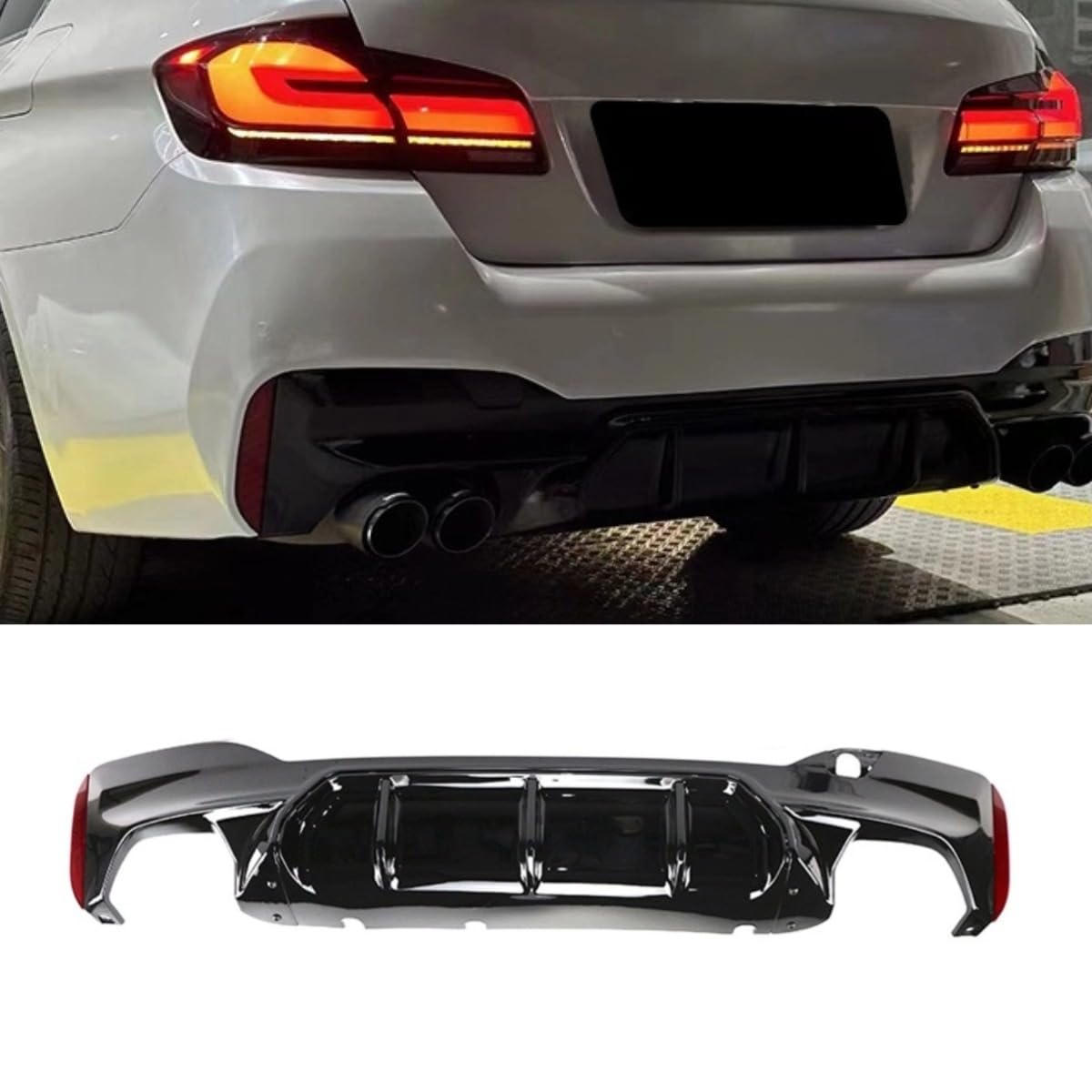 Auto Heckstoßstange Lippe Kompatibel mit BMW 5er G30 G38 2017 Front Splitter Diffusor Spoiler Body Kit Auto Zubehör (Glanz Schwarz) von Generic