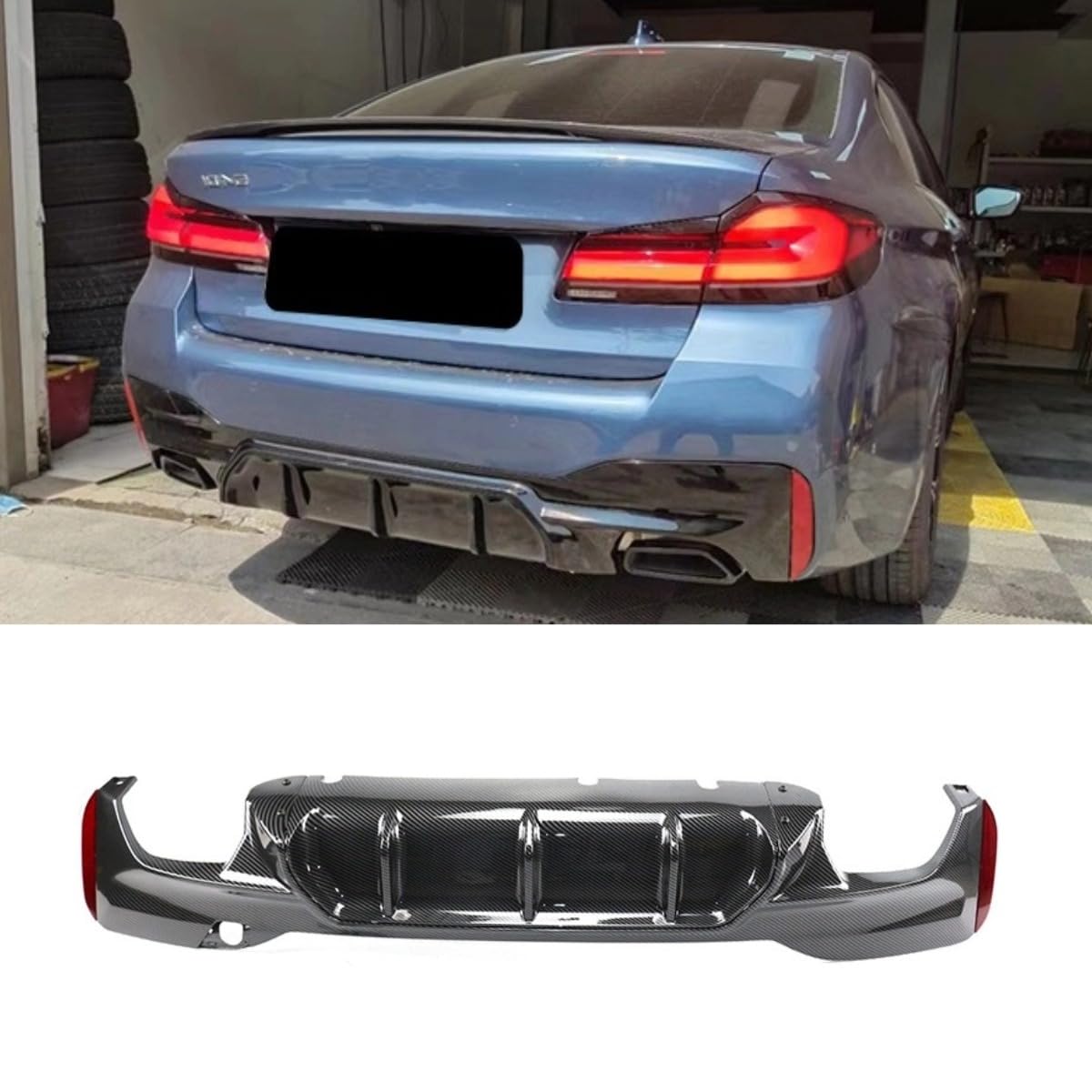 Auto Heckstoßstange Lippe Kompatibel mit BMW 5er G30 G38 2017 Front Splitter Diffusor Spoiler Body Kit Autozubehör (Carbon Look) von Generic