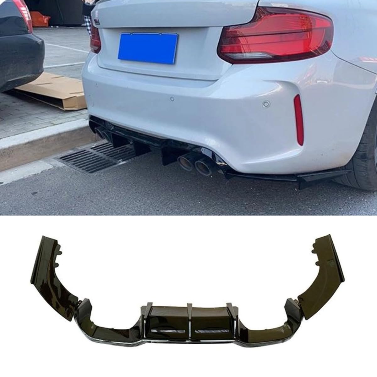 Auto Heckstoßstange Lippe Kompatibel mit BMW M2 F87 2016-2020 Hecksplitter Diffusor Spoiler Body Kit Autozubehör (Glanz Schwarz) von Generic