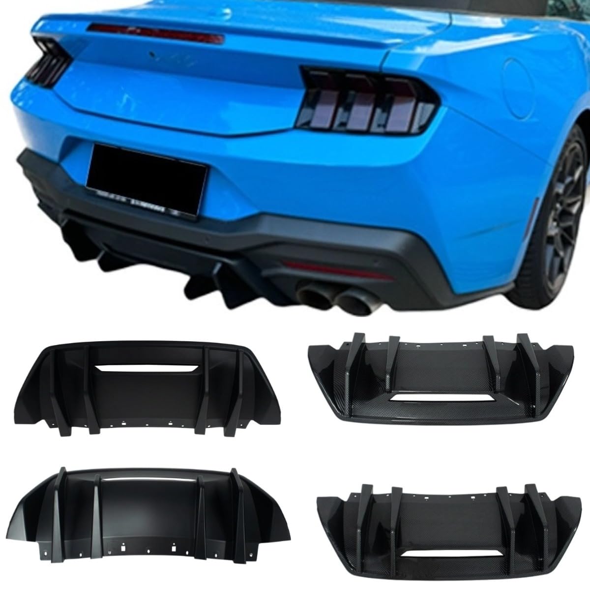 Auto Heckstoßstange Lippe Kompatibel mit Ford Mustang 2024 Front Splitter Diffusor Spoiler Body Kit Autozubehör (Carbon Look A) von Generic