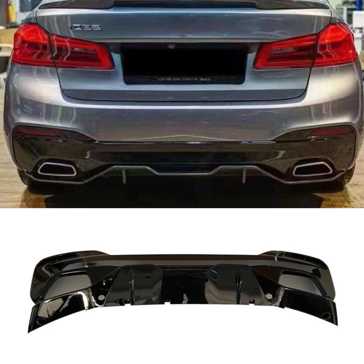 Auto Heckstoßstange Spoiler Kompatibel mit BMW 5er G30 G38 2018+ Heckdiffusor Karosserie Kit Autozubehör (Glanz Schwarz + Carbon Look) von Generic