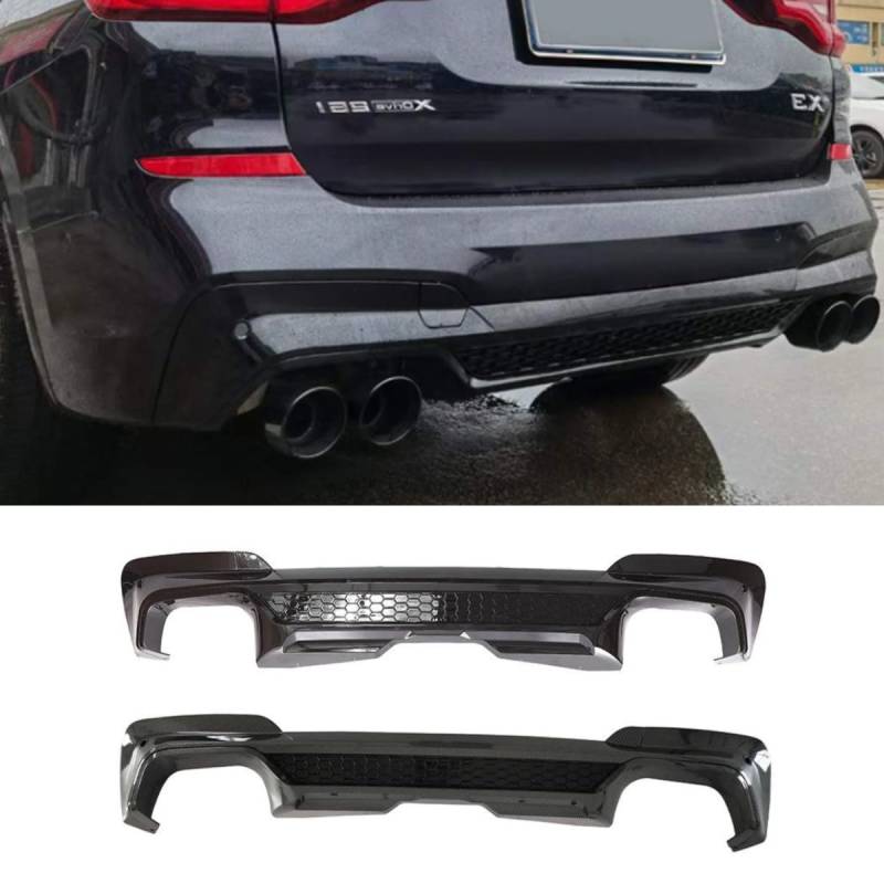 Auto Heckstoßstange Spoiler Kompatibel mit BMW X3 G01 G08 2018-2021 Hecksplitter Diffusor Body Kit Autozubehör (Glanz Schwarz) von Generic