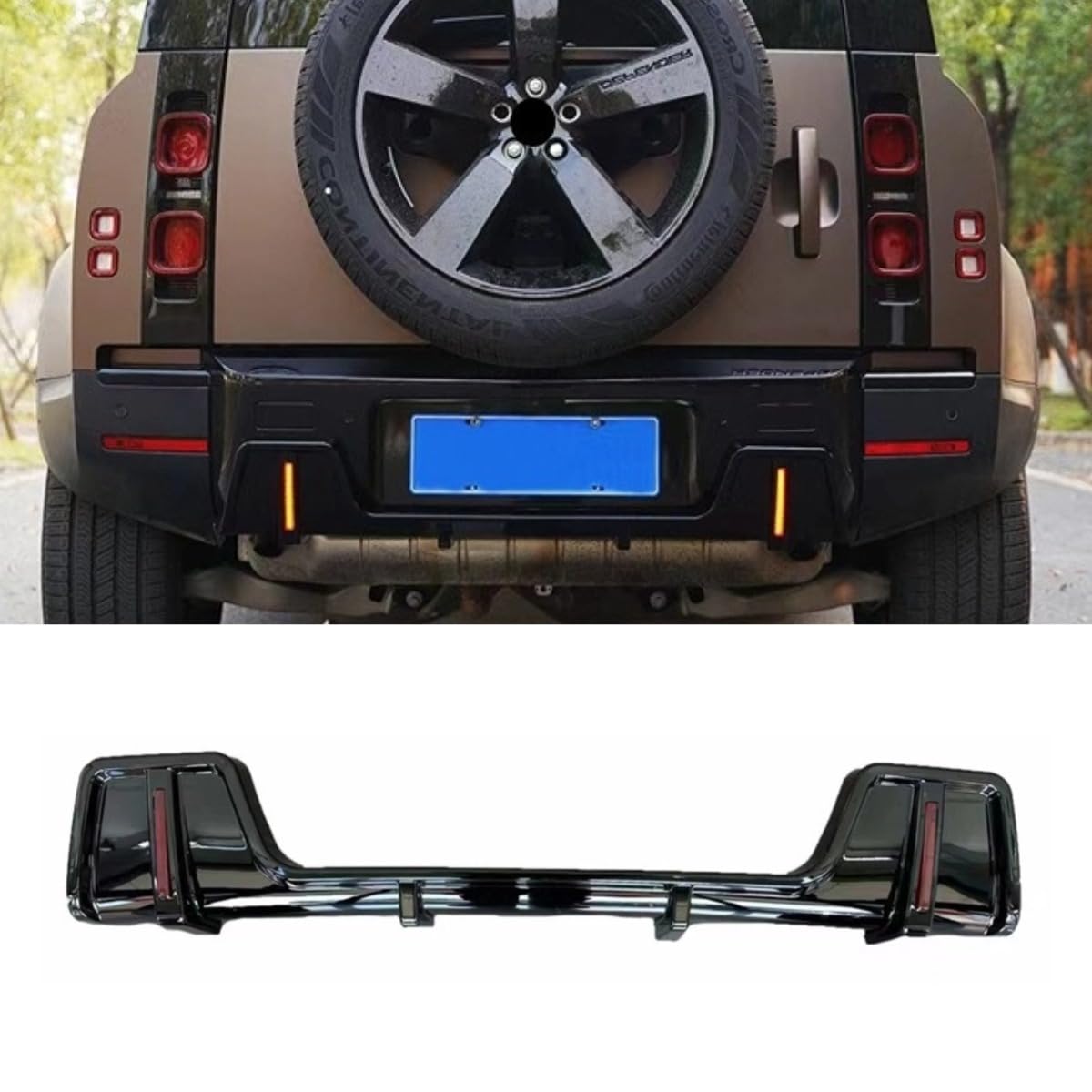 Auto Heckstoßstangenlippe Kompatibel mit Land Rover Defender 2022+ Hecksplitter Diffusor Spoiler Karosserie Kit Autozubehör (Glanz Schwarz) von Generic