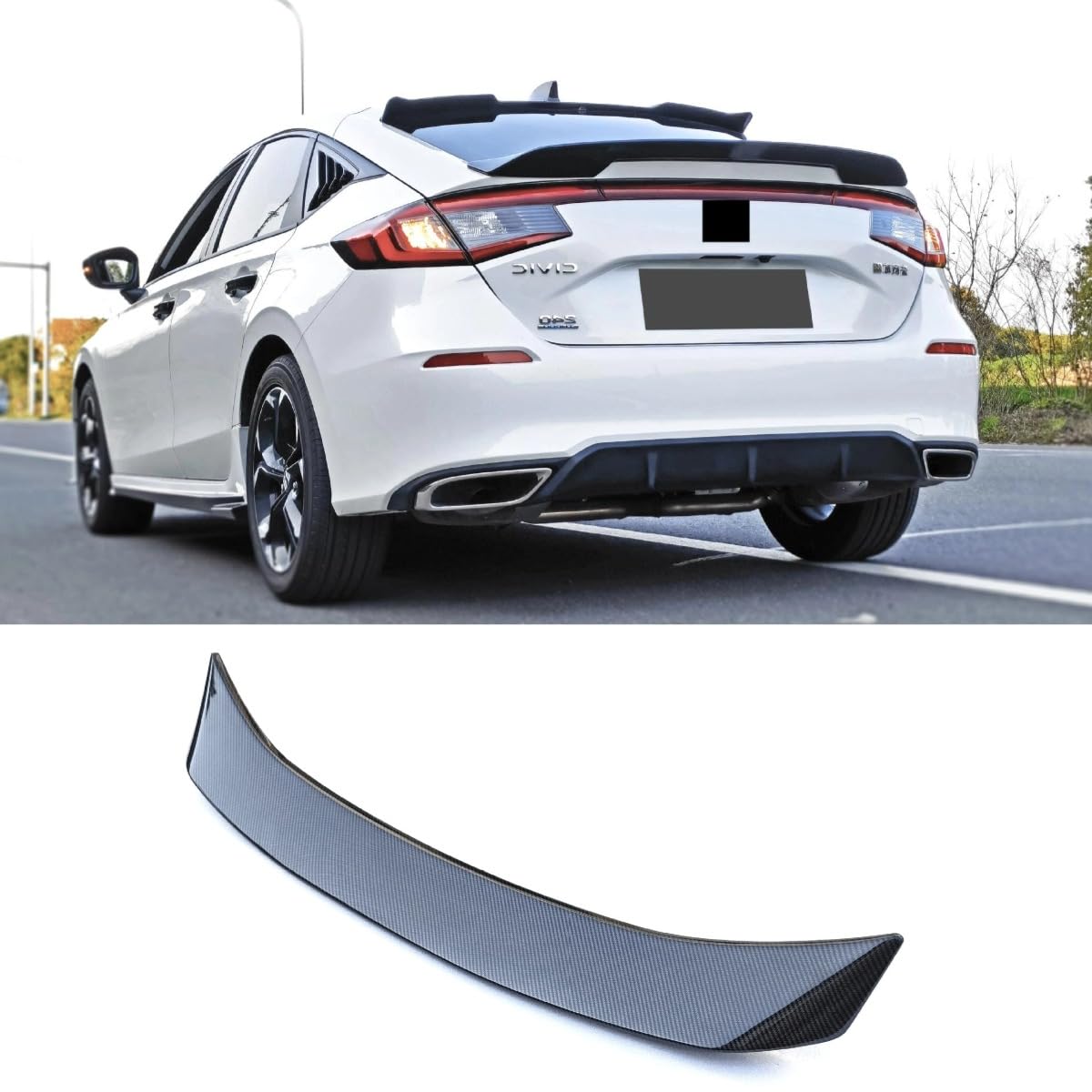 Auto Kofferraum Spoiler Kompatibel mit Honda 11th Gen Civic Hatchback MG 2022 Auto Trunk Wing Body Kit Auto Zubehör (Carbon Look) von Generic