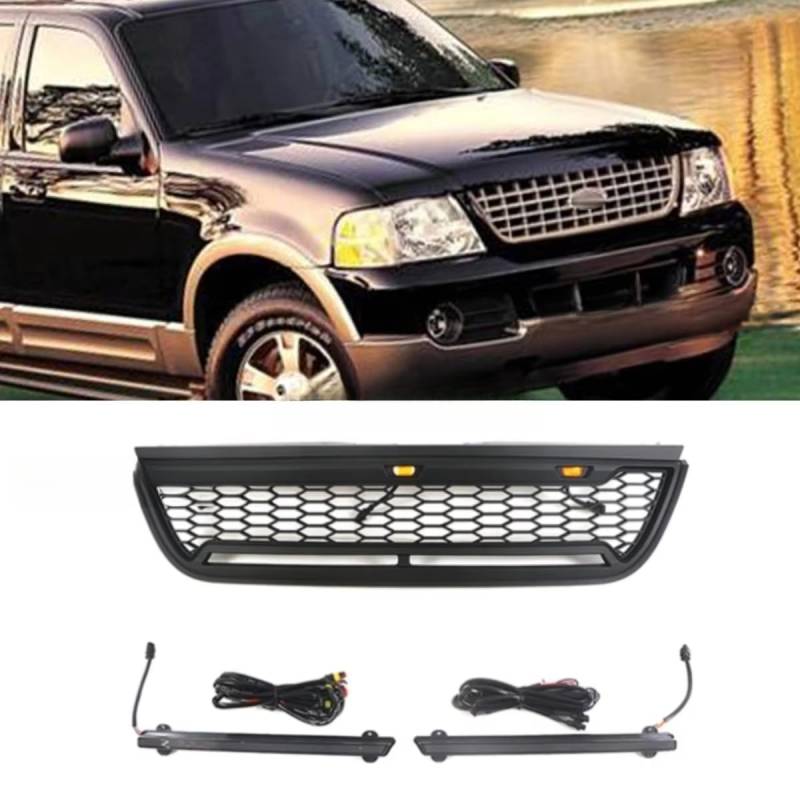 Auto Kühlergrill Auto Frontstoßstange Grill Racing Grills Kompatibel mit Ford Explorer 2002-2005 Karosserie-Kit Autozubehör (Grill kein Licht) von Generic