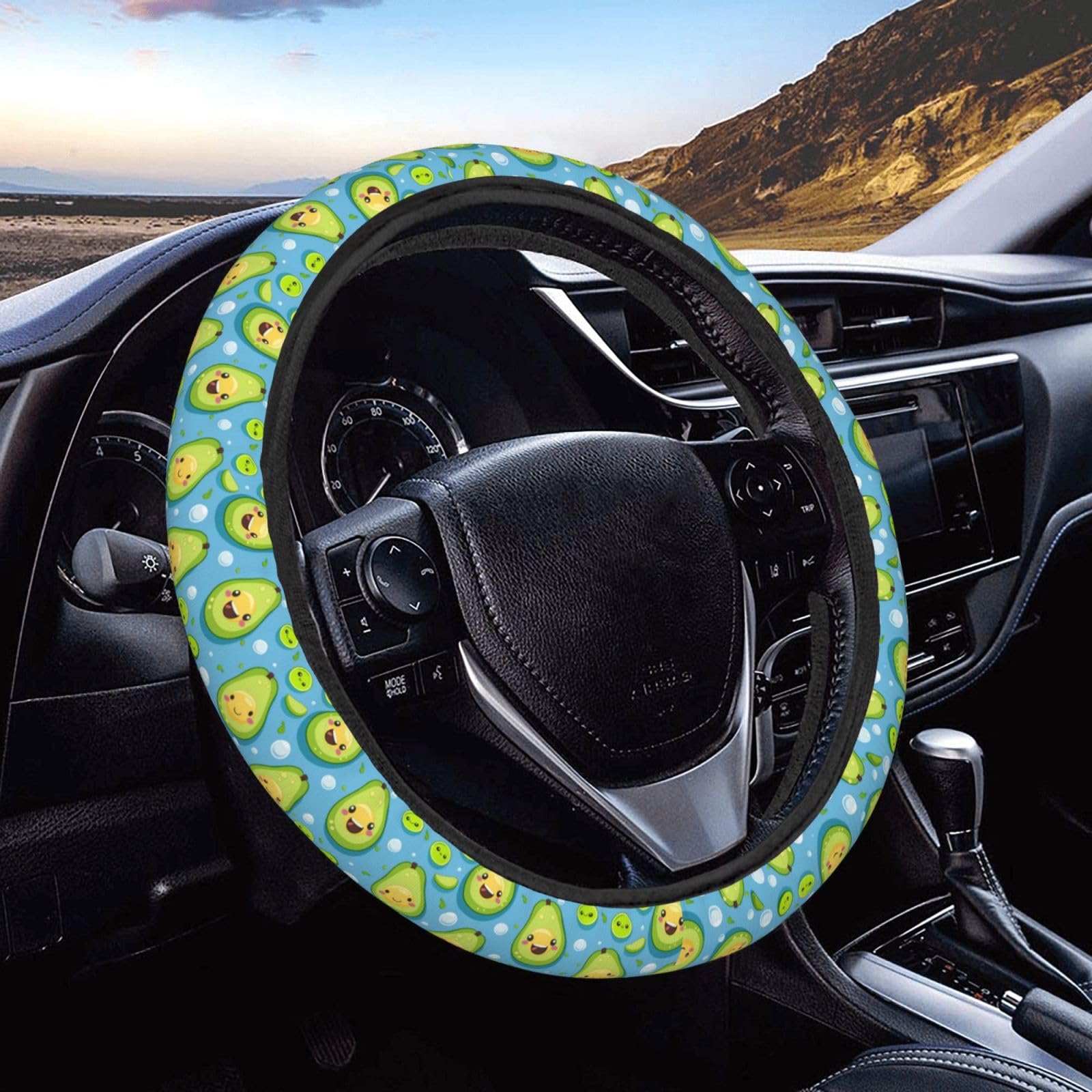 Auto Lenkradbezüge Süße Avocados Blasen Steering Wheel Cover Auto Bequem Lenkrad Überzug Schweißabsorbierende Auto Lenkrad Schutzhülle Für Sommer Herbst Männer von Generic