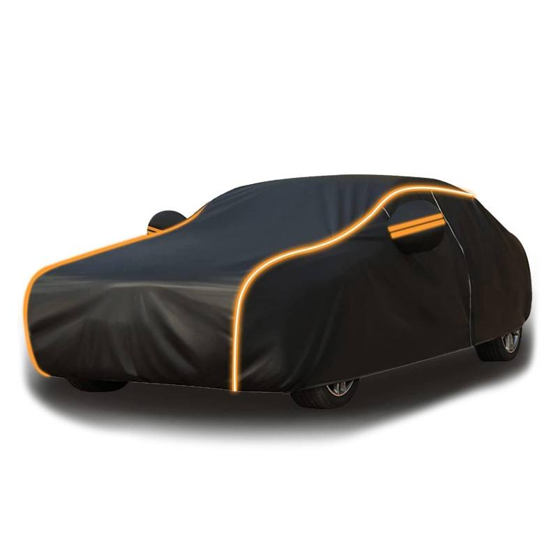 Auto Plane Abdeckung für Seat Altea XL 2006-2015, Sommer Vollgarage Autoplane Auto Abdeckplane Outdoor Abdeckung Für Regen Sonne Staub(Black Yellow) von Generic