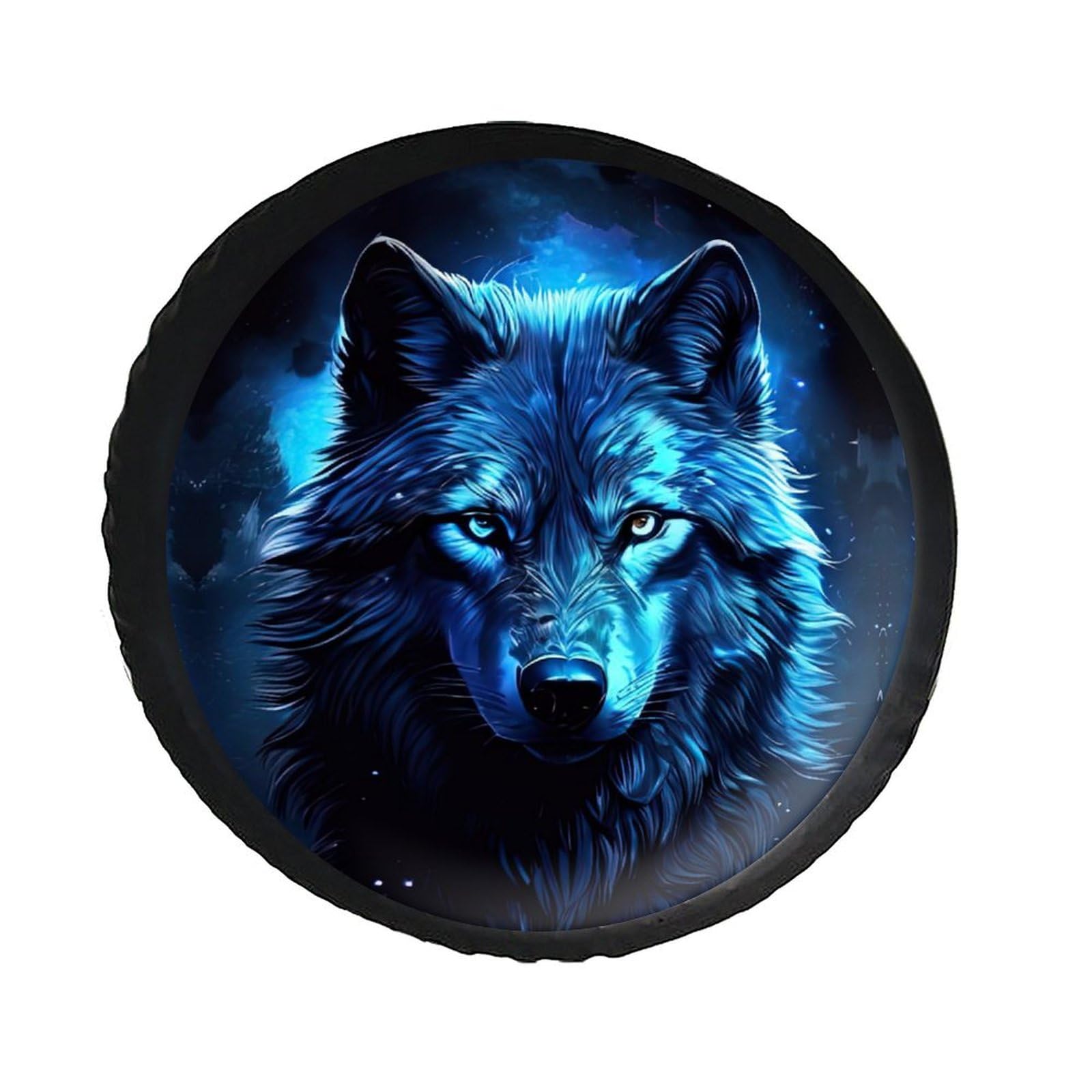 Auto Reifenabdeckung Galaxy Wolf Blau Spare Tire Cover Passend Reifenhülle Universal Auto Reserverad Abdeckung Für Truck Anhänger Wohnmobile 15 inch von Generic