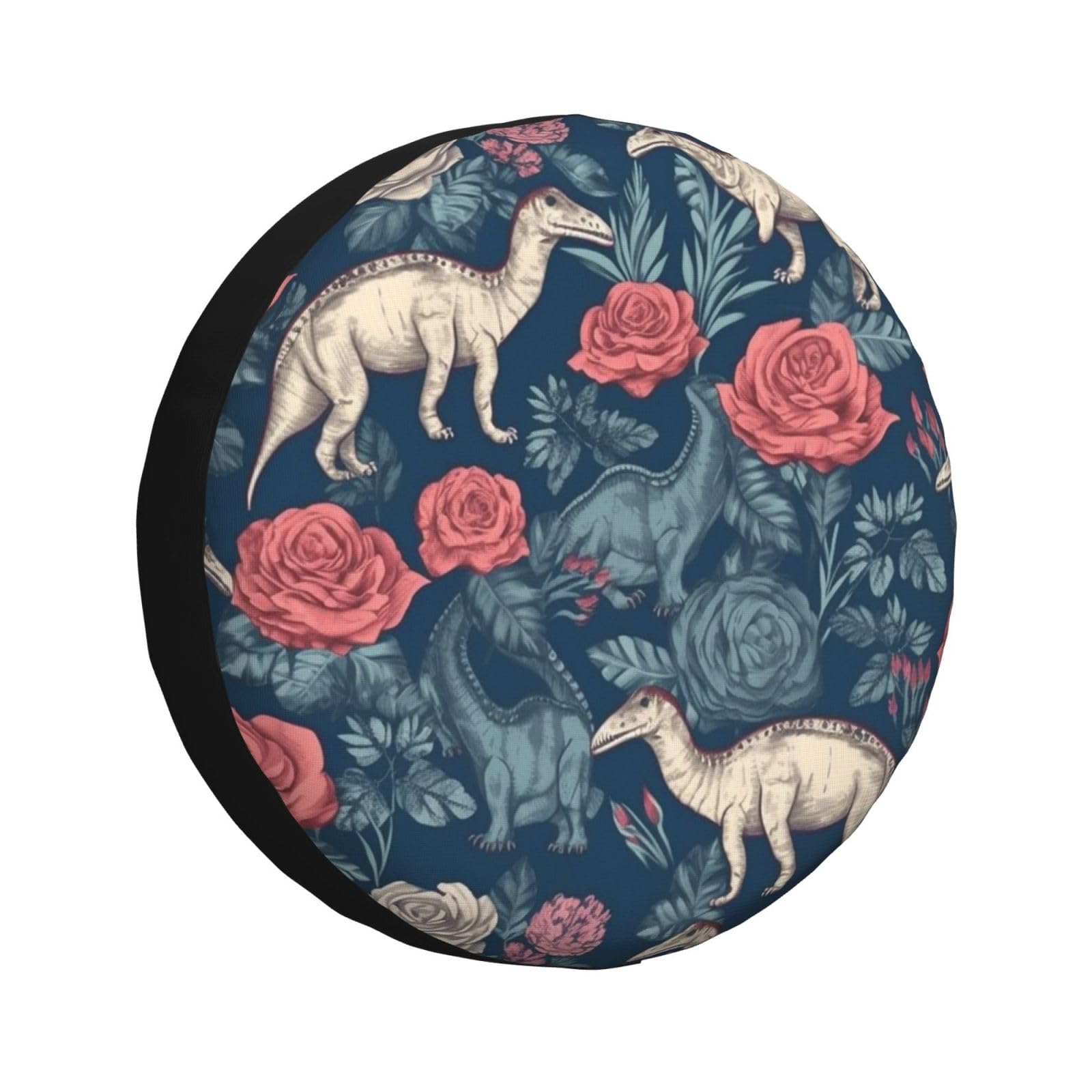 Auto Reserverad Abdeckung Dinosaurier Und Blumen Reifencover Universal Autoreifen Tasche Prämie Tire Cover Für Truck Anhänger Ersatzradreifen 15 inch von Generic