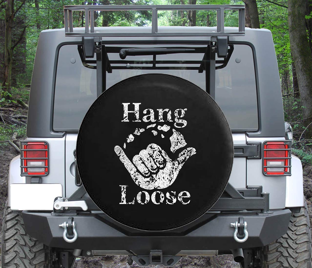 Auto Reserverad Abdeckung Hang Loose Hawaiian Island Surfen Wellenreiten Reifenabdeckung Mit Kordelzug Reifenhülle Uv-Schutz Autoreifen Tasche Für Viele Fahrzeug Truck Wohnmobile 15 inch von Generic