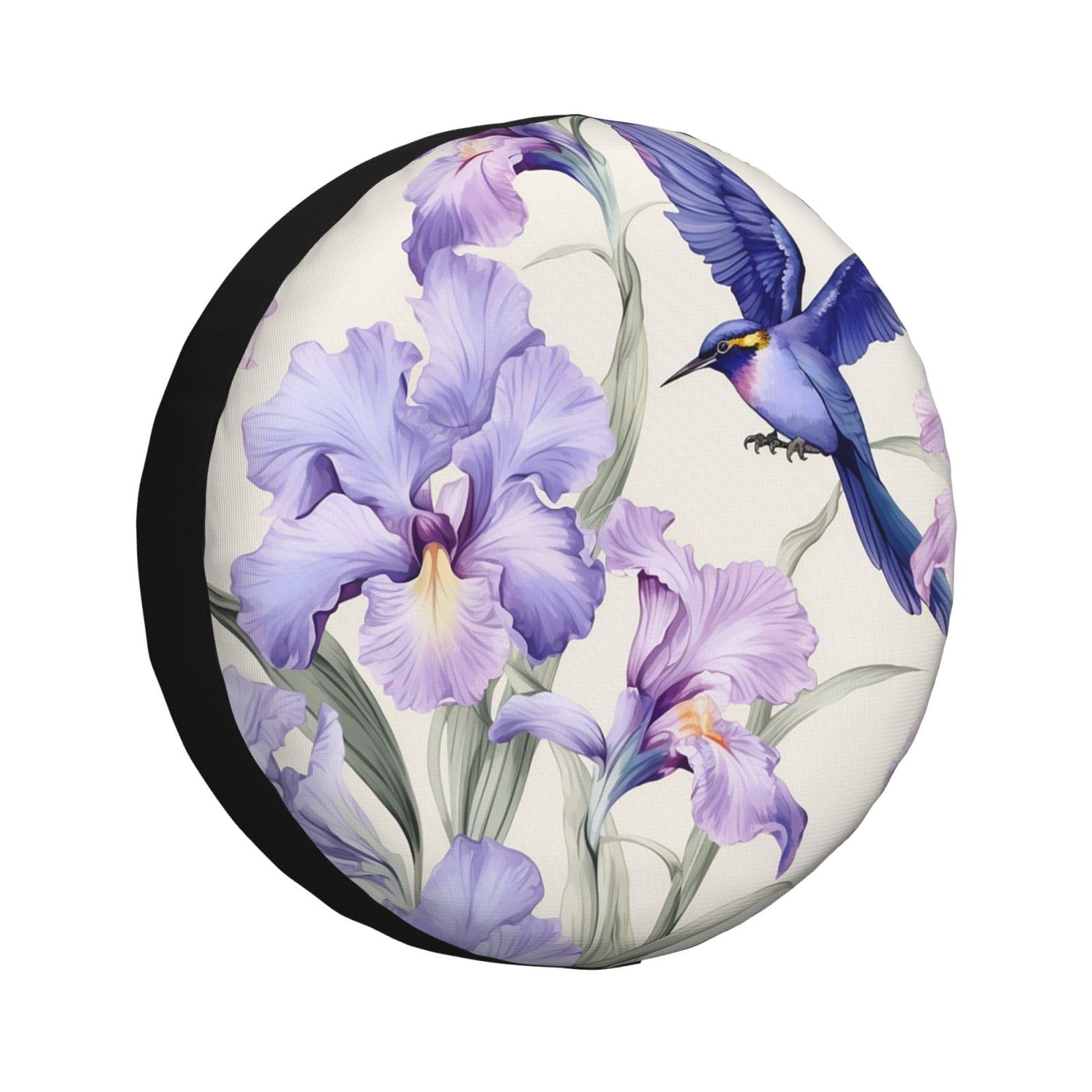 Auto Reserverad Abdeckung Schwertlilien Blume Kolibri Spare Tire Cover Universal Ersatzradabdeckung Wasserdicht Reifen Tasche Für Caravan Viele Fahrzeug Mpv 15 inch von Generic