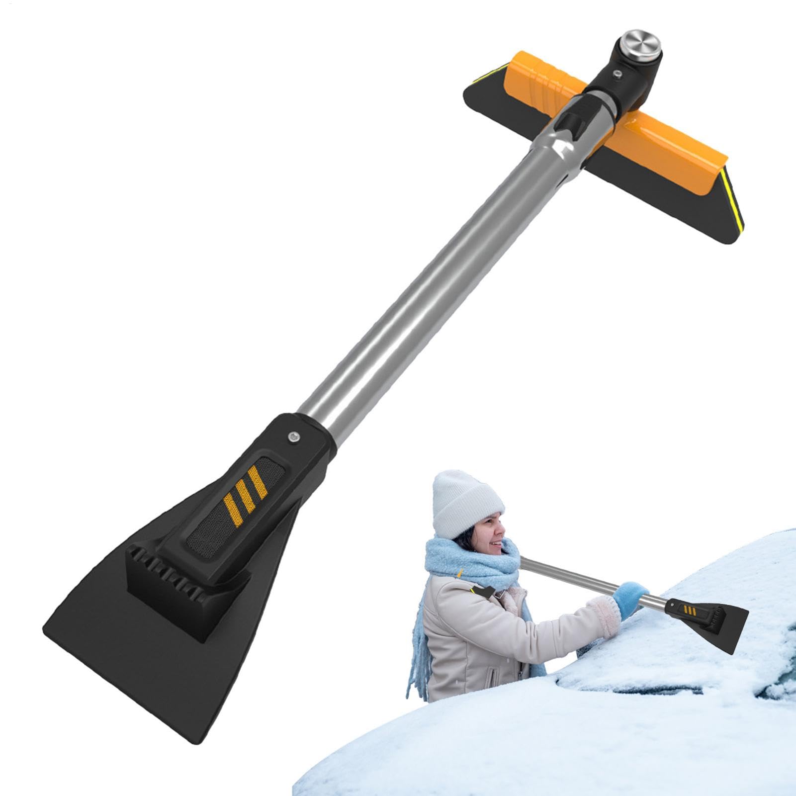 Auto Schneebürste Schneeschaufel Auto Schneeschaufel 62-100cm Teleskop-Schneebürste mit Eiskratzer Schneebürste 360° drehbar 13 Stufen Länge verstellbar Schneebesen mu von Generic