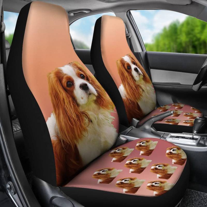 Auto-Schonbezüge Unbekümmerter Königcharles Spaniel-Grundlegendes Rosa Autositzbezüge Top-Qualität Sitzbezüge Set Universal Premium Design Auto Sitzbezug Für Wagen, Fahrzeuge, Anhänger, 52X138Cm von Generic