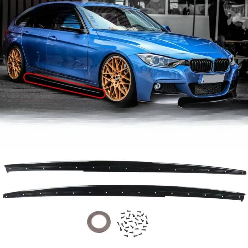 Auto Seitenschweller Verlängerung Auto Winglet Splitter Lippe MP Sport Kompatibel mit BMW F30 3er F35 F80 M3 2013-2019 Body Kit Auto Zubehör (Glänzend Schwarz) von Generic