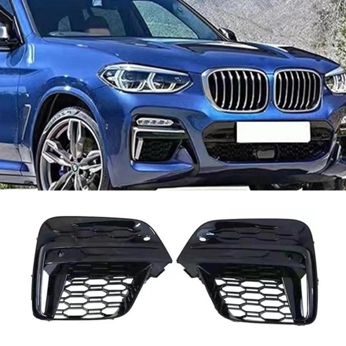 Auto Seitenstoßstange Lufteinlass Vent Splitte Kompatibel mit BMW X3 G01 2018-2021 Auto Seiteneinlass Dekoration Karosserie Kit Autozubehör (Silber) von Generic