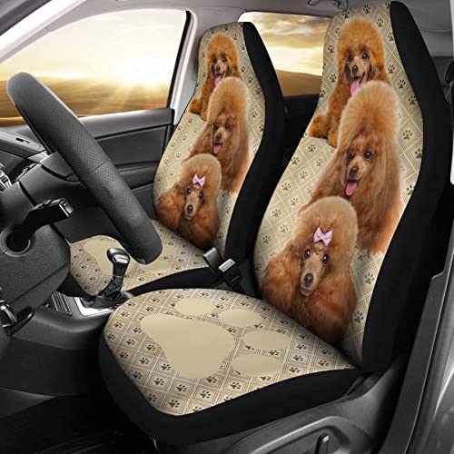 Auto Sitzbezüge DREI Pudel-Hündchen Autoschonbezüge Sportliche Autositzbezug Premium Design Autositz Schonbezug Für Anhänger, Suvs, Autos, 52X138Cm von Generic