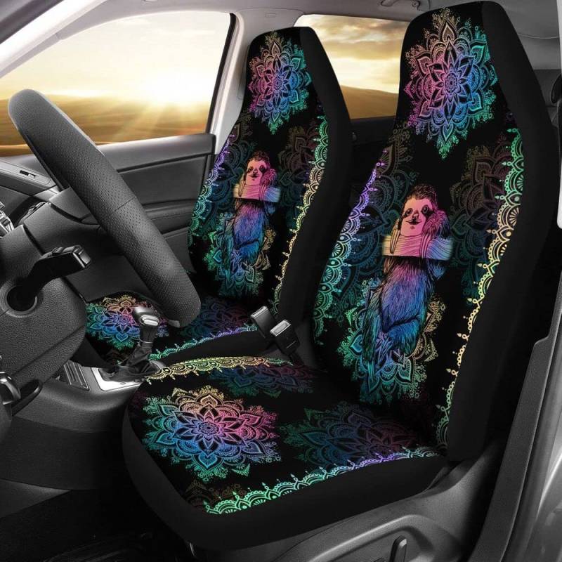 Auto Sitzbezüge Niedliches Trägheits-Buntes Mandala-Blumen-Muster Sitzbezug Auto Vordersitze Top-Qualität Autoschonbezüge Universelle Autositzbezüge Für Lastwagen, Fahrzeuge, Anhänger, 52X138Cm von Generic