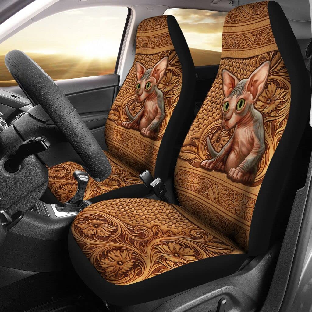 Auto Sitzbezüge Sphynx-Katzenleder Geprägtes Holzmuster 3D Autoschonbezüge Premium Design Autositzbezüge Wasserdicht Auto-Schonbezüge Für Wohnmobil, Wagen, Lastwagen, 52X138Cm von Generic