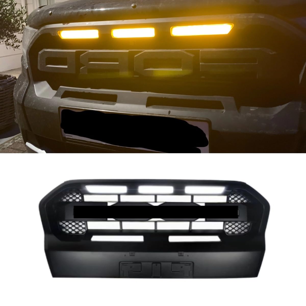 Auto Stoßstange LED Grill Kompatibel mit Ford Ranger T7 T8 Racing Grills Kühlergrill Karosserie Kit Autozubehör (T7 Hohe Konfiguration) von Generic