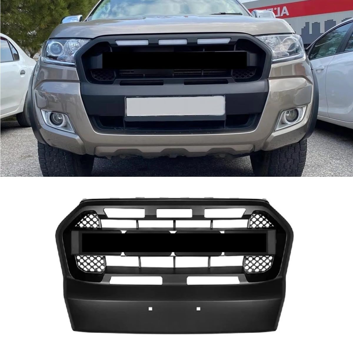 Auto-Stoßstangen-LED-Grillabdeckung, kompatibel mit Ford Ranger T7 Racing Grills, Karosserie-Kit, Autozubehör (niedrige Konfiguration) von Generic