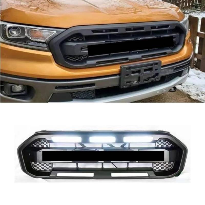 Auto-Stoßstangengitter, LED-Renngitter, Frontgrill-Kit, LED-Frontstoßstangengitter für Ford Ranger T8 2015–2021, Auto-Zubehör (Low-End-Version) von Generic