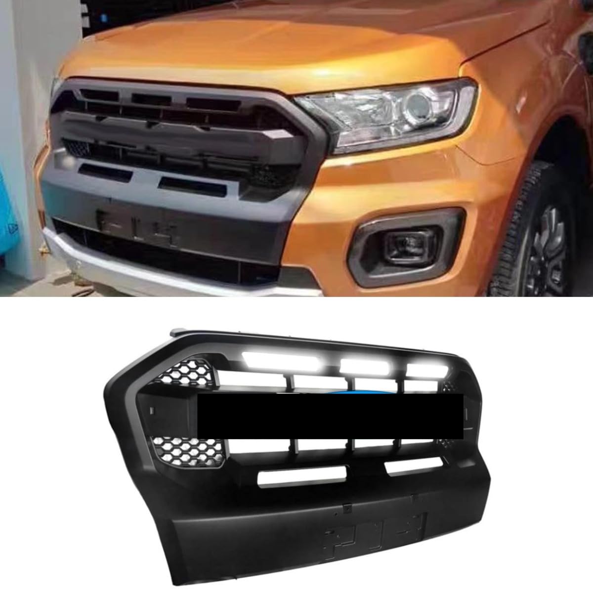 Auto Stoßstangengitter Kompatibel mit Ford Ranger T8 2018-2020 Racing Grills Grille Body Kit Auto Zubehör (Hohe Konfiguration) von Generic