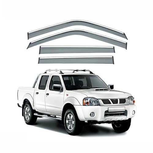 Auto Windabweiser Regenabweiser Für Nissan NP300 1998–2004, 4 Stück, Autofenster-Visier, Fensterabweiser, Windschutzscheiben-Markise mit silbernem Zierstreifen von Generic