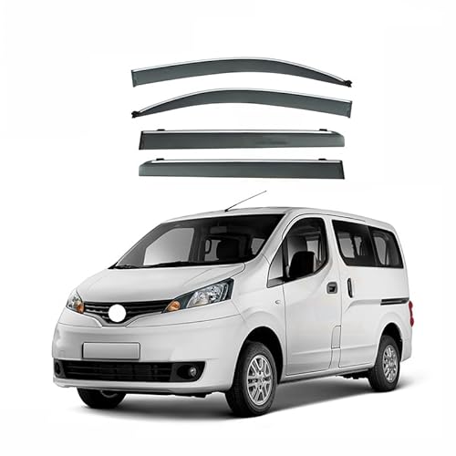 Auto Windabweiser Regenabweiser Für Nissan NV200 2010–2023, 4 Stück, Autofenster-Visier, Fensterabweiser, Windschutzscheiben-Markise mit silbernem Zierstreifen von Generic