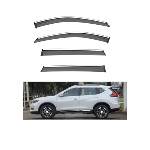 Auto Windabweiser Regenabweiser Für X-Trail 2014–2020 4-teiliges Autofenster-Visier, Fensterabweiser, Windschutzscheiben-Markise mit silbernem Zierstreifen von Generic