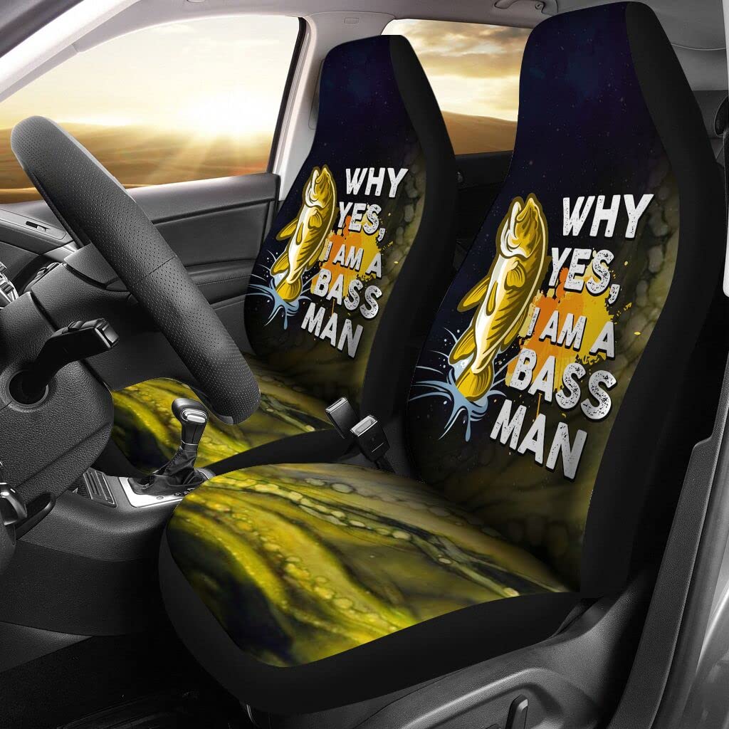 Auto-Zubehör Angeln Hobbys Warum Ja, Ich Bin EIN Bass Man Auto Sitzbezüge Sportliche Auto Sitzbezug Premium Design Autositzbezüge Vordersitze Für Wohnmobil, Autos, Wagen, 52X138Cm von Generic