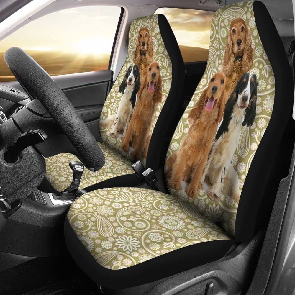 Auto-Zubehör CockerSpaniel-Gekritzel-Blume Autositz Schonbezug Sportliche Sitzbezug Auto Vordersitze Top-Qualität Autositzbezüge Vordersitze Für Anhänger, Wagen, Lastwagen, 52X138Cm von Generic