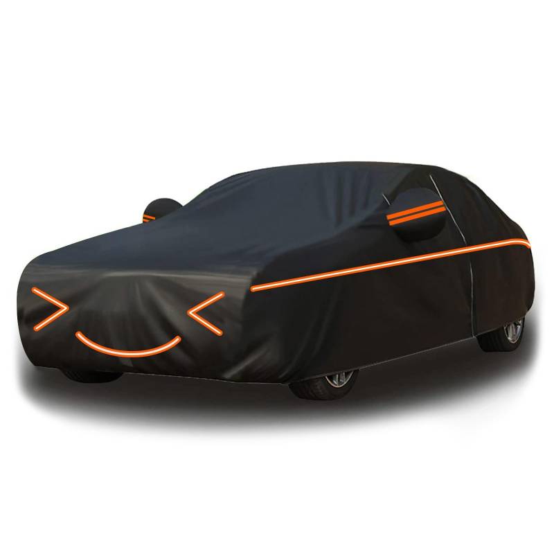 Autoabdeckung für Jaguar XE SV 2017-2023, Autoabdeckung Outdoor, Verdicken, Autoplane, Autogarage Abdeckung Atmungsaktiv, mit Reißverschluss, Maßgeschneidert(Orange Black) von Generic