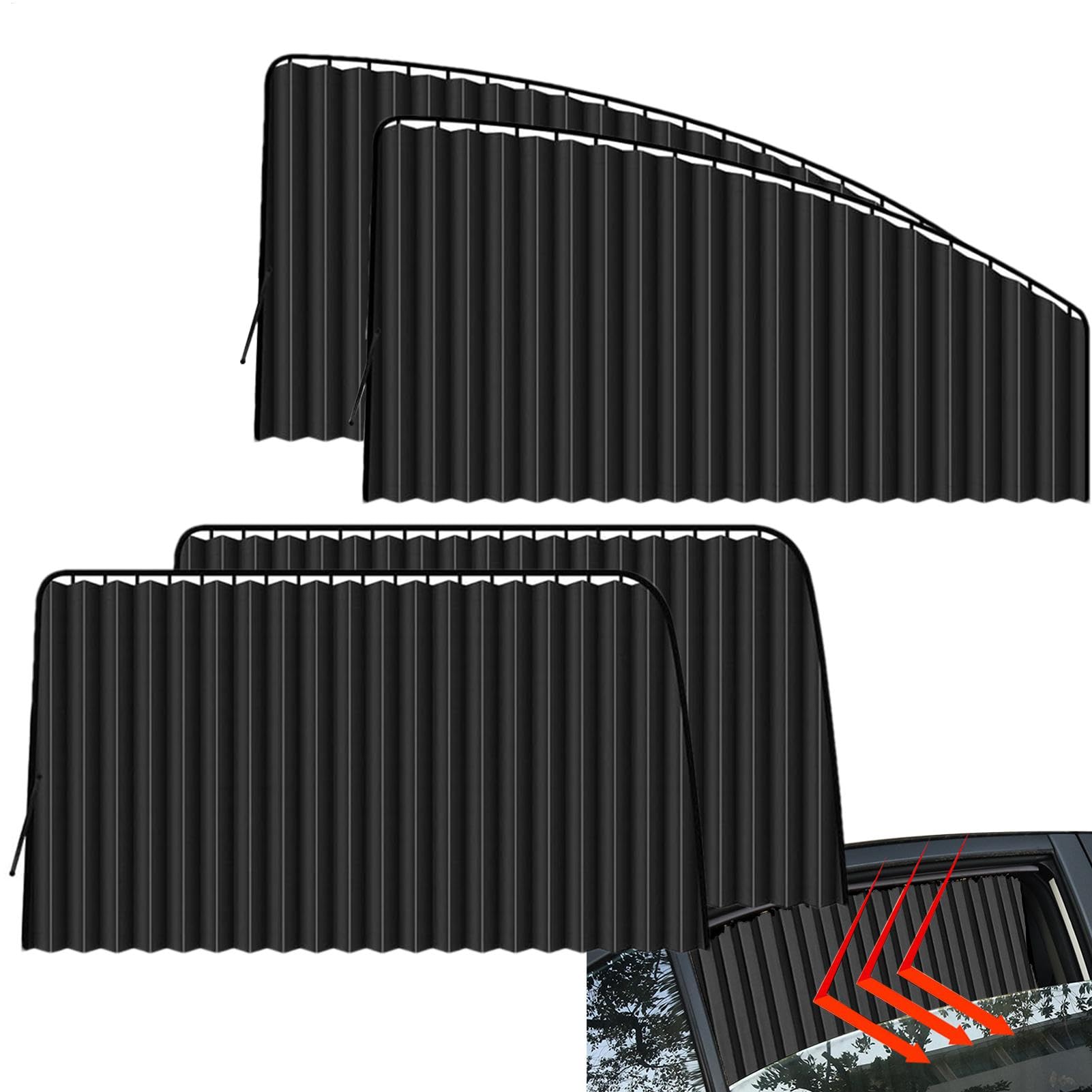 Autofensterabdeckung, Autofenster-Sonnenschutz, Automatischer Sonnenschutz Für Seitenfenster, 4 Stück | Universelle Passform, Hitzeblockierung, von Generic