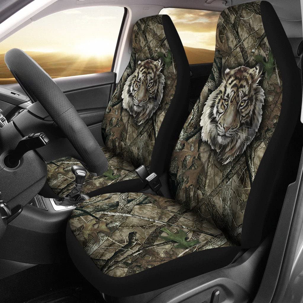 Autoschonbezüge Cooles Tiger-Camouflage-Muster Autositzbezug Passform Sitzbezug Auto Vordersitze Einfach Zu Montierende Auto Sitzbezug Für Fahrzeuge, Autos, Suvs, 52X138Cm von Generic