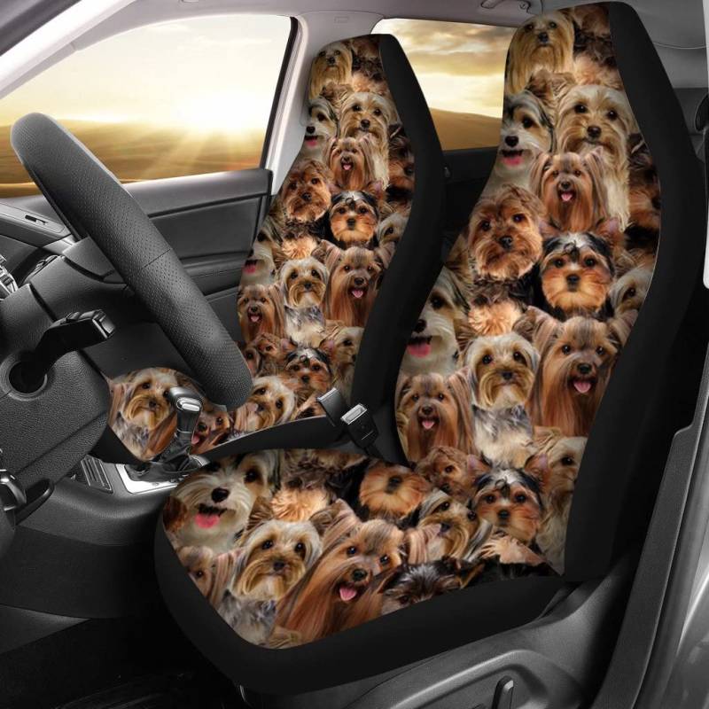 Autoschonbezüge EIN Haufen Yorkshire-Terrier Autositzbezug Sportliche Autositzbezüge Vordersitze Universell Passende Sitzbezüge Set Universal Für Suvs, Wagen, Autos, 52X138Cm von Generic