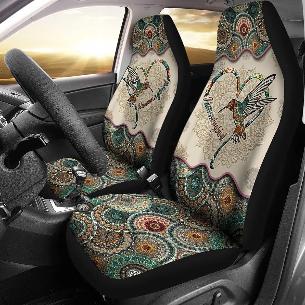 Autoschonbezüge Mandala-Kolibri-Druck Autositz Schonbezug Universelle Auto Sitzbezüge Einfach Zu Montierende Innenraum Sitzschoner Für Wohnmobil, Suvs, Autos, 52X138Cm von Generic