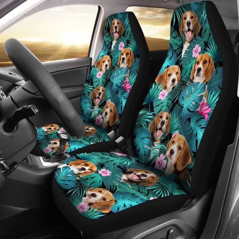 Autositz Schonbezug Beagle-Hawaii-Muster Auto-Schonbezüge Top-Qualität Auto-Zubehör rutschfeste Sitzbezug Auto Vordersitze Für Anhänger, Wagen, Suvs, 52X138Cm von Generic